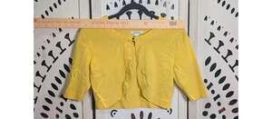 Dressbarn Yellow Cropped Bolero Shrug Cardigan Women's Size 10 3/4 Sleeve JHOM89